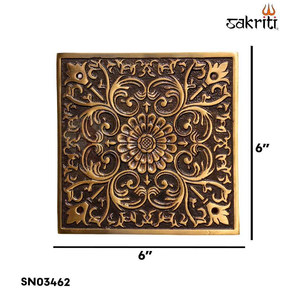 Sacred Needs Brass Flower Wall Mounted Plate – 6 Inch (15.2 cm) | Decorative Brass Floral Wall Hanging for Pooja Room & Home Décor