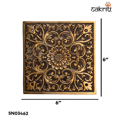 Sacred Needs Brass Flower Wall Mounted Plate – 6 Inch (15.2 cm) | Decorative Brass Floral Wall Hanging for Pooja Room & Home Décor