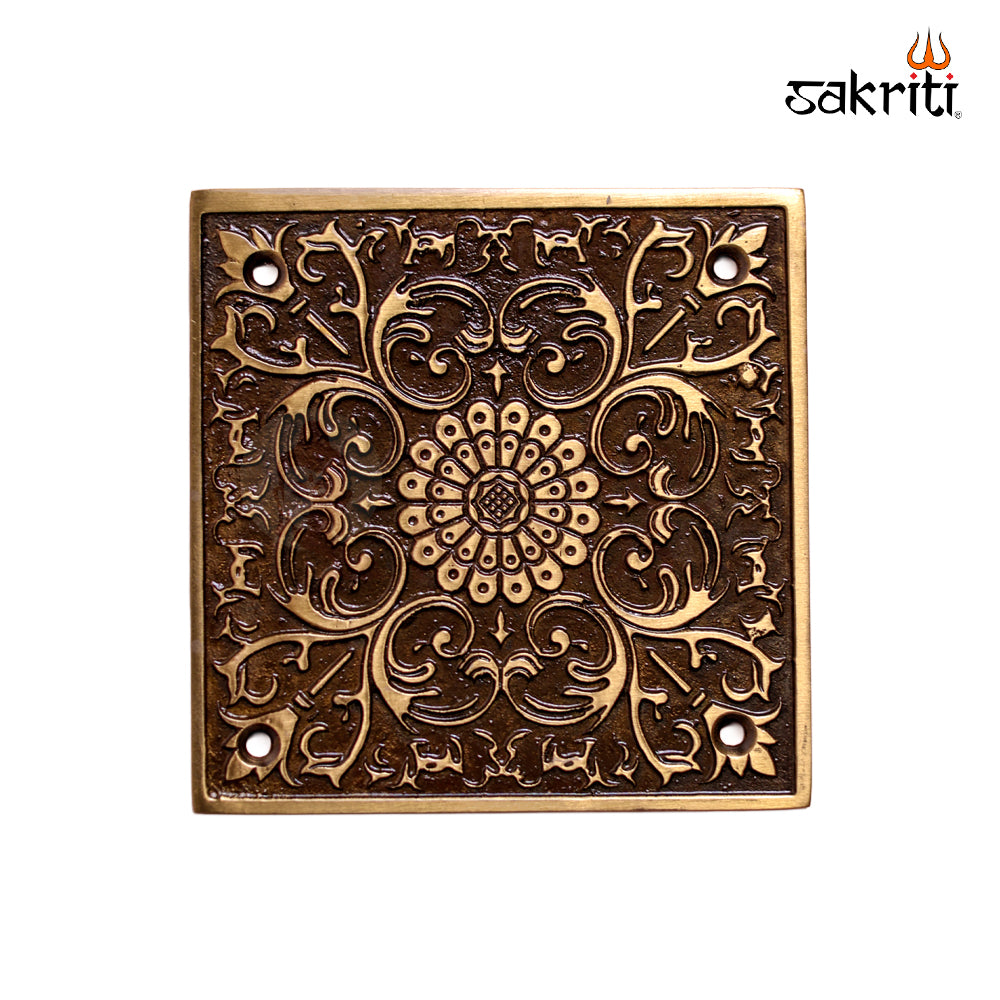 Sacred Needs Brass Flower Wall Mounted Plate – 4 Inch (10.2 cm) | Decorative Brass Floral Wall Hanging for Pooja Room & Home Décor