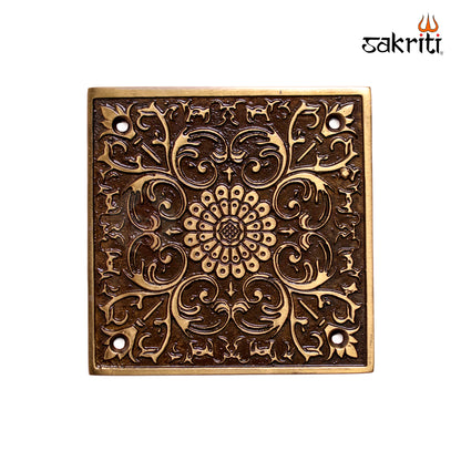 Sacred Needs Brass Flower Wall Mounted Plate – 4 Inch (10.2 cm) | Decorative Brass Floral Wall Hanging for Pooja Room & Home Décor