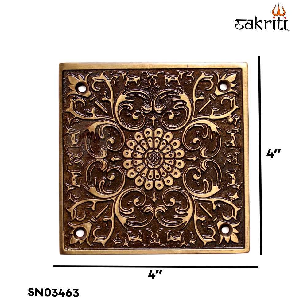 Sacred Needs Brass Flower Wall Mounted Plate – 4 Inch (10.2 cm) | Decorative Brass Floral Wall Hanging for Pooja Room & Home Décor