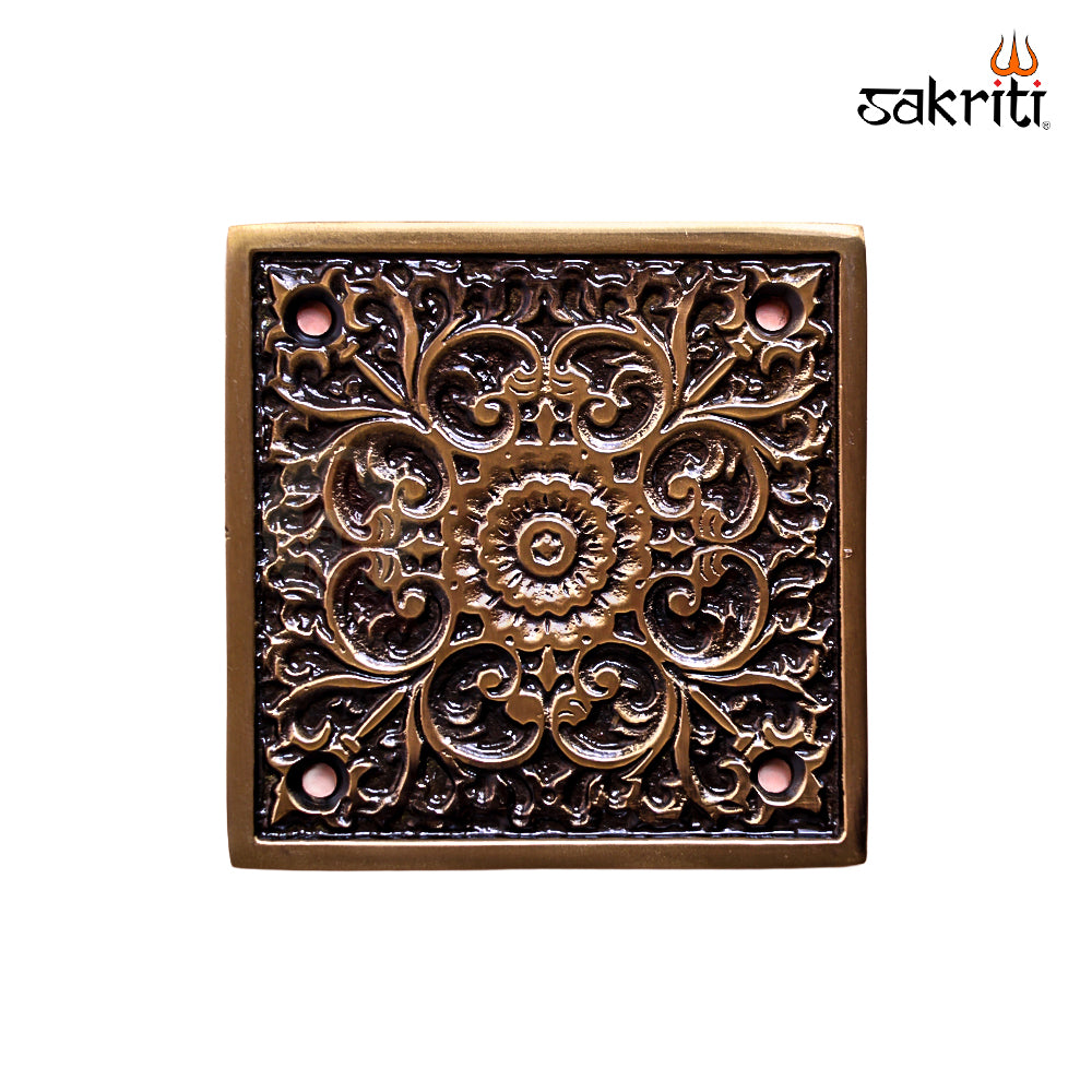 Sacred Needs Brass Flower Wall Mounted Plate – 3 Inch (7.6 cm) | Decorative Brass Floral Wall Hanging for Pooja Room & Home Décor