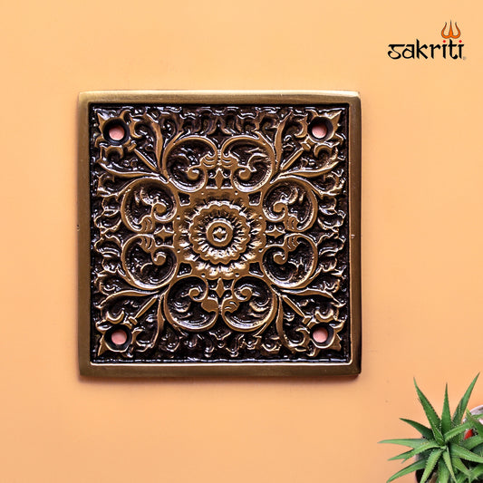 Sacred Needs Brass Flower Wall Mounted Plate – 3 Inch (7.6 cm) | Decorative Brass Floral Wall Hanging for Pooja Room & Home Décor
