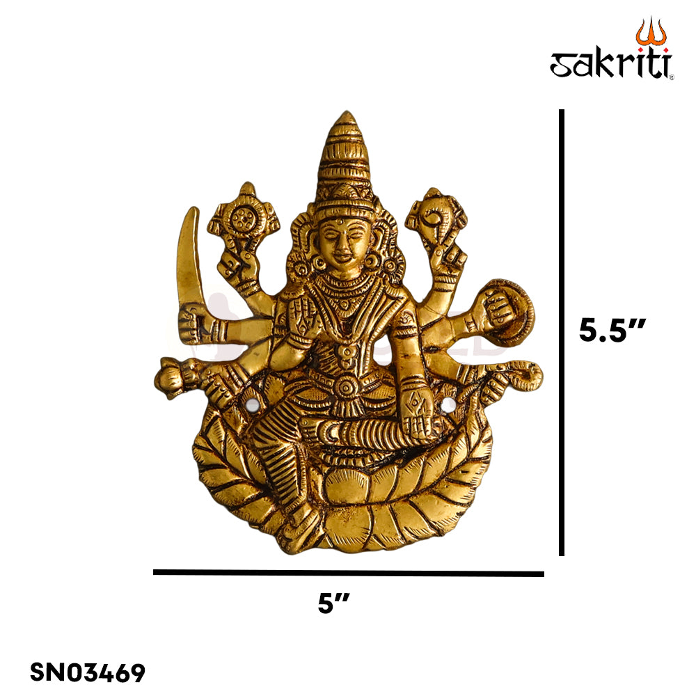 Sacred Needs Brass Cut-Out Ashtalakshmi Wall Mount Plate – 5.5 Inch (14 cm) Height | Decorative Brass Ashta Lakshmi Wall Hanging for Pooja Room & Home Décor