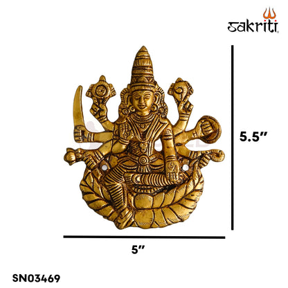 Sacred Needs Brass Cut-Out Ashtalakshmi Wall Mount Plate – 5.5 Inch (14 cm) Height | Decorative Brass Ashta Lakshmi Wall Hanging for Pooja Room & Home Décor