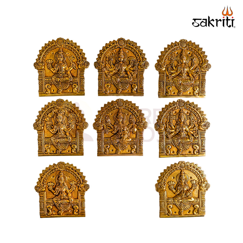 Sacred Needs Brass Arch Ashtalakshmi Wall Mount Plate – 7.5 Inch (19.1 cm) Height | Decorative Ashtalakshmi Brass Wall Hanging for Pooja Room & Home Décor