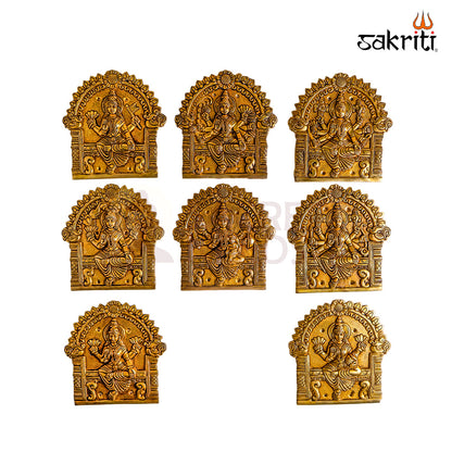 Sacred Needs Brass Arch Ashtalakshmi Wall Mount Plate – 7.5 Inch (19.1 cm) Height | Decorative Ashtalakshmi Brass Wall Hanging for Pooja Room & Home Décor