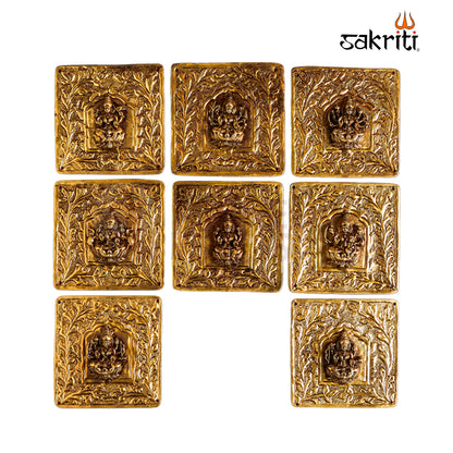 Sacred Needs Brass Square Ashtalakshmi Wall Mount Plate – 3.9 Inch (9.9 cm) Height | Decorative Brass Ashtalakshmi Wall Hanging for Pooja Room & Home Décor
