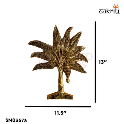 Sacred Needs Brass Banana Tree Wall Mount – 13 Inch (33 cm) Height | Traditional Brass Vazhakkai Maram Wall Hanging for Pooja Room & Temple Décor