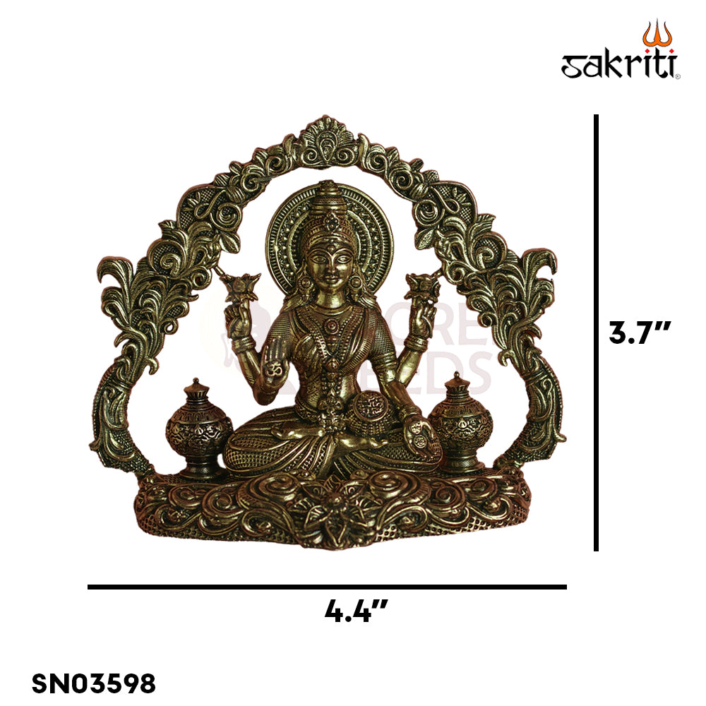 Sacred Needs Brass WC Lakshmi Wall Mount with Frame – 3.7 Inch (9.4 cm) Height | Lakshmi Idol Wall Hanging for Pooja Room & Home Décor