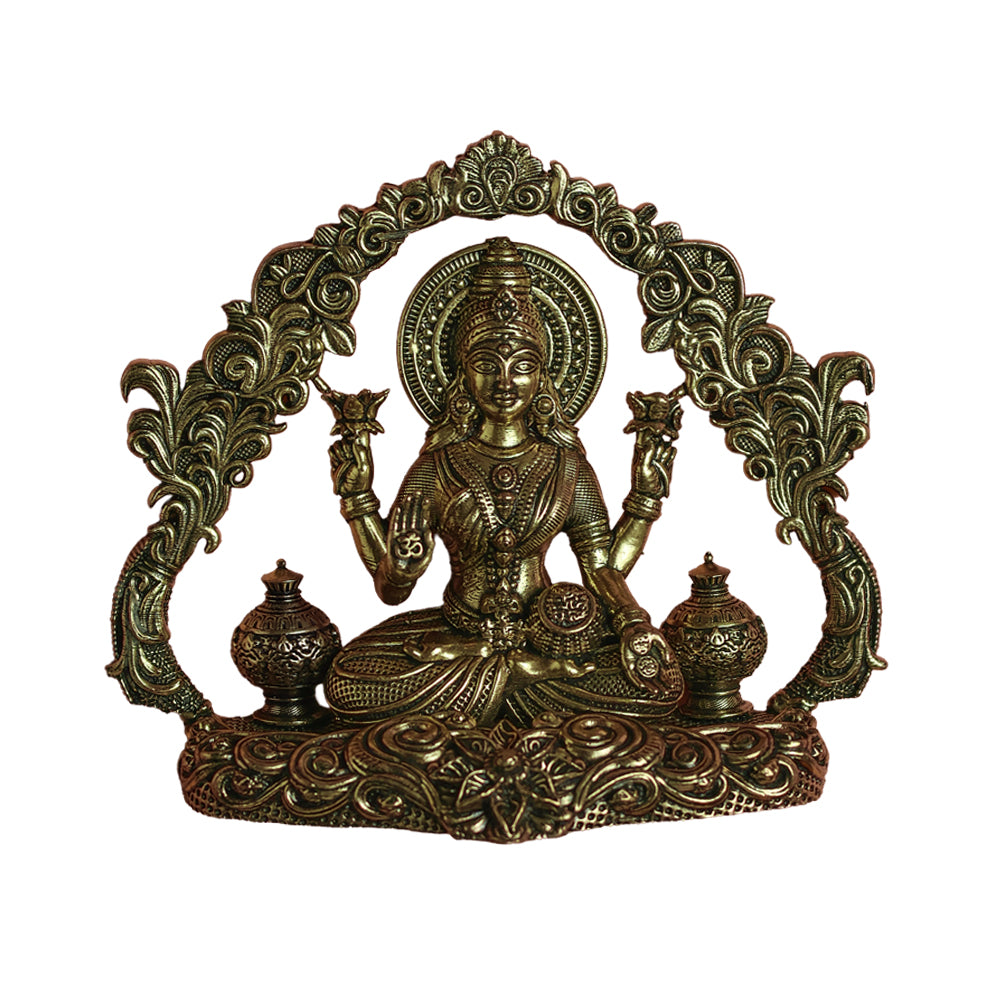 Sacred Needs Brass WC Lakshmi Wall Mount with Frame – 3.7 Inch (9.4 cm) Height | Lakshmi Idol Wall Hanging for Pooja Room & Home Décor
