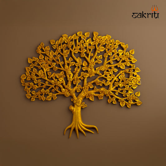 Sacred Needs Brass Tree Wall Mount – 27 Inch (68.6 cm) Height | Decorative Brass Tree of Life Wall Hanging for Home, Pooja Room & Vastu Décor