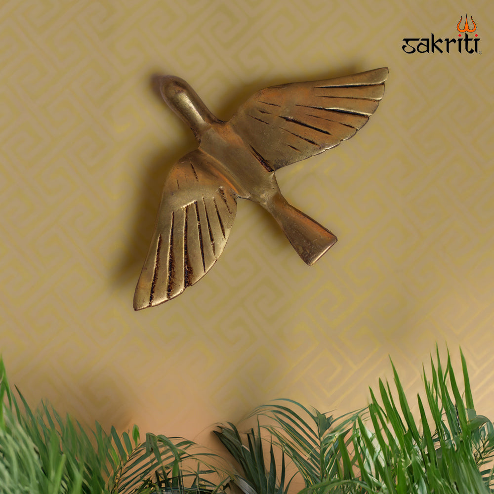 Sacred Needs Brass Bird Wall Mount – 3.7 Inch (9.4 cm) Height | Decorative Brass Bird Wall Hanging for Pooja Room & Home Décor