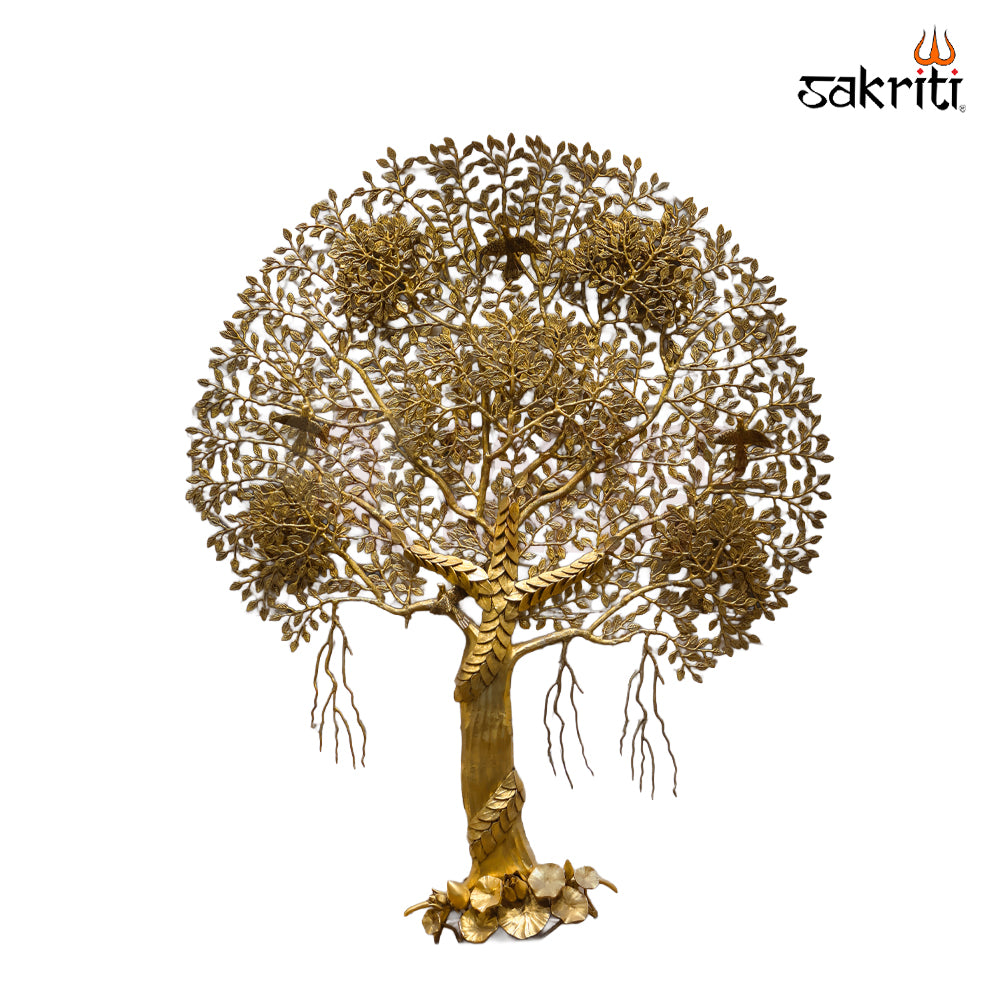 Sacred Needs Large Brass Tree Sculpture – 61 Inch (154.9 cm) Height | Decorative Brass Tree for Temple, Entrance & Luxury Home Décor