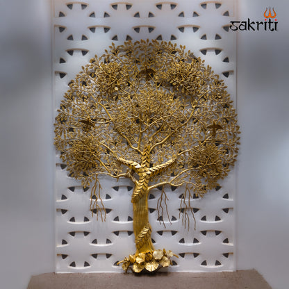 Sacred Needs Large Brass Tree Sculpture – 61 Inch (154.9 cm) Height | Decorative Brass Tree for Temple, Entrance & Luxury Home Décor
