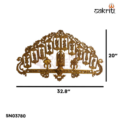 Sacred Needs Brass Balaji Dasavatar Wall Mount – 20 Inch (50.8 cm) Height | Lord Venkateswara Dashavatara Brass Wall Hanging for Temple & Home Décor