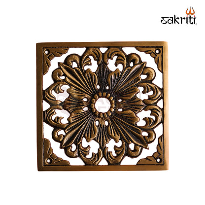 Sacred Needs Brass Flower Wall Mounted Plate – 6 Inch (15.2 cm) Height | Decorative Brass Floral Wall Hanging for Pooja Room & Home Décor