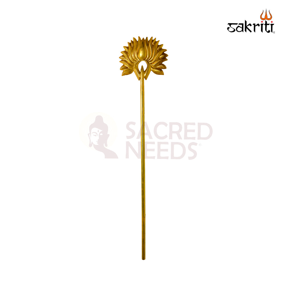 Sacred Needs Brass Lotus Sticks Wall Mount – 48 Inch (121.9 cm) Height | Large Decorative Brass Lotus Wall Panel for Pooja Room & Home Décor