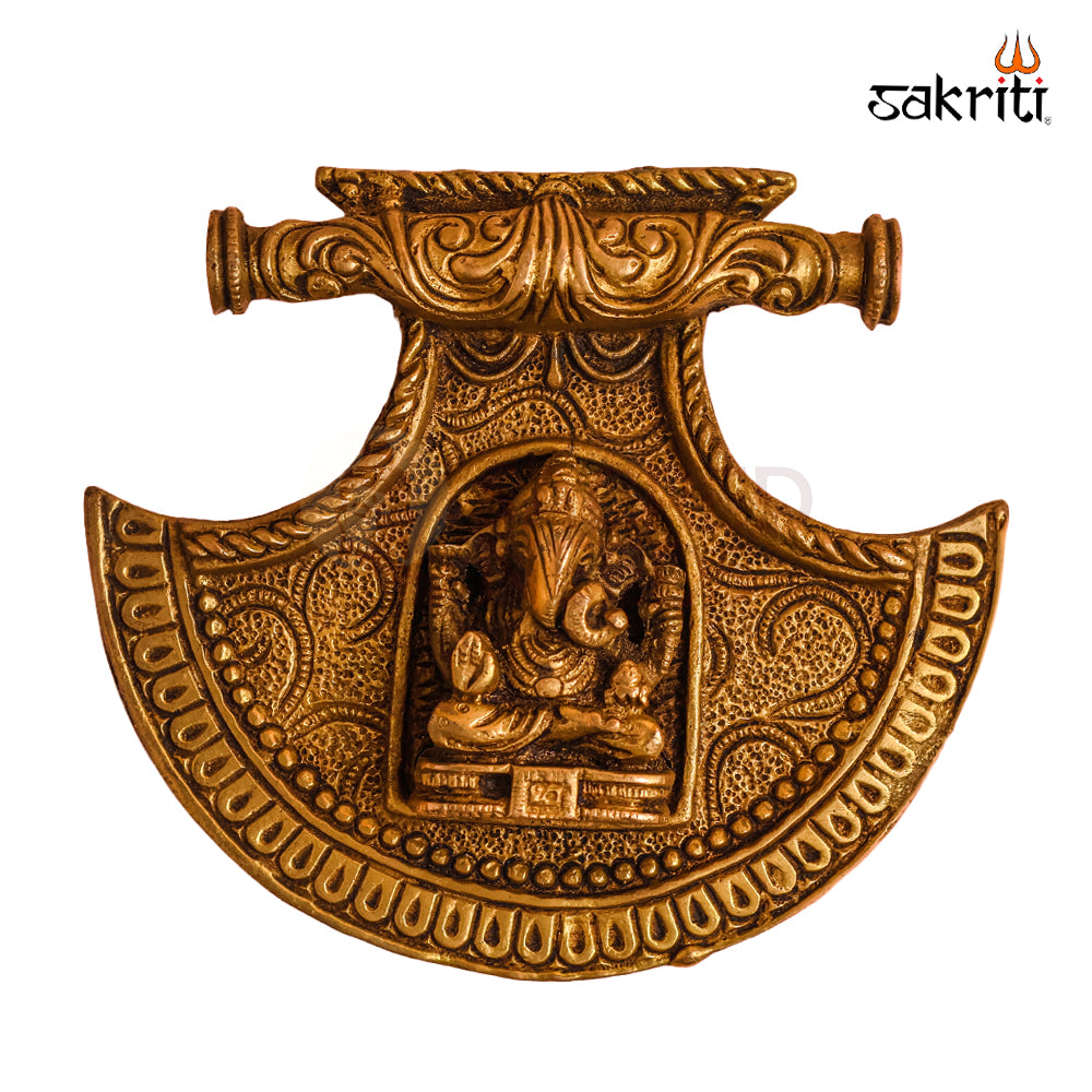 Sacred Needs Brass Fan Ganesha Wall Mount – 6 Inch (15.2 cm) Height | Decorative Lord Ganesha Brass Wall Hanging for Pooja Room & Home Décor