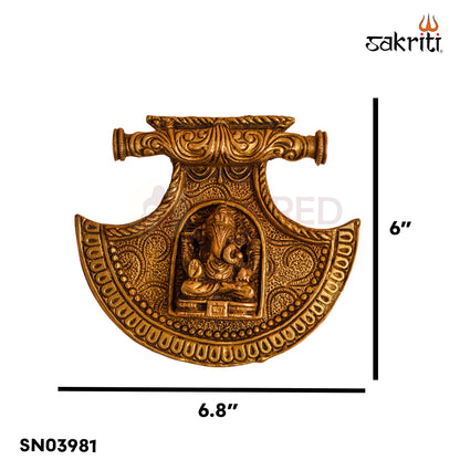 Sacred Needs Brass Fan Ganesha Wall Mount – 6 Inch (15.2 cm) Height | Decorative Lord Ganesha Brass Wall Hanging for Pooja Room & Home Décor