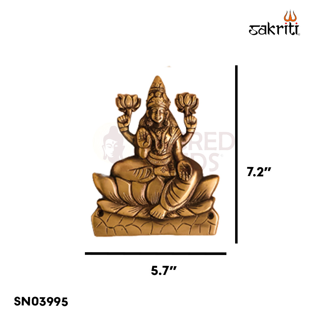 Sacred Needs Brass Cut Out Ashtalakshmi Wall Mount – 7.2 Inch (18.3 cm) Height | Decorative Brass Ashtalakshmi Wall Hanging for Pooja Room & Home Décor