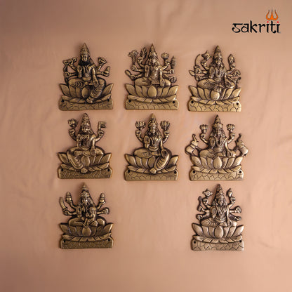 Sacred Needs Brass Cut Out Ashtalakshmi Wall Mount – 7.2 Inch (18.3 cm) Height | Decorative Brass Ashtalakshmi Wall Hanging for Pooja Room & Home Décor