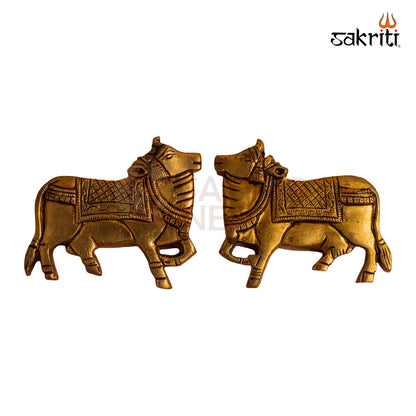 Sacred Needs Brass Cow Wall Mount Set – 3.9 Inch (9.9 cm) Height | Decorative Brass Cow Wall Hanging for Pooja Room, Entrance & Home Décor