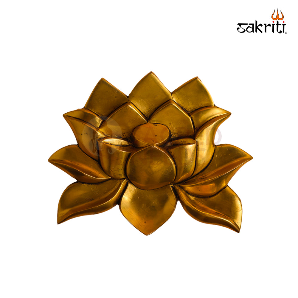Sacred Needs Brass Lotus Wall Mount – 5.5 Inch (14 cm) Height | Decorative Brass Lotus Wall Hanging for Pooja Room, Temple & Home Décor