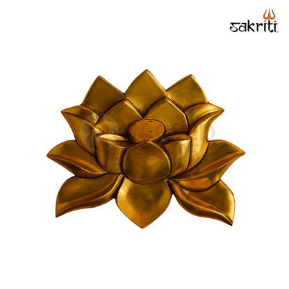 Sacred Needs Brass Lotus Wall Mount – 5.5 Inch (14 cm) Height | Decorative Brass Lotus Wall Hanging for Pooja Room, Temple & Home Décor