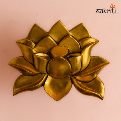 Sacred Needs Brass Lotus Wall Mount – 5.5 Inch (14 cm) Height | Decorative Brass Lotus Wall Hanging for Pooja Room, Temple & Home Décor