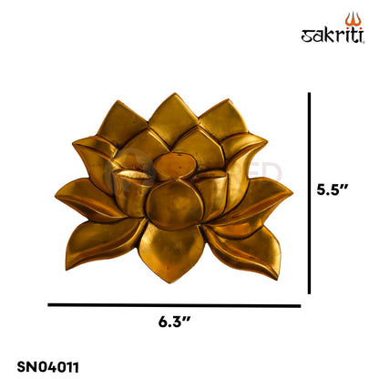 Sacred Needs Brass Lotus Wall Mount – 5.5 Inch (14 cm) Height | Decorative Brass Lotus Wall Hanging for Pooja Room, Temple & Home Décor