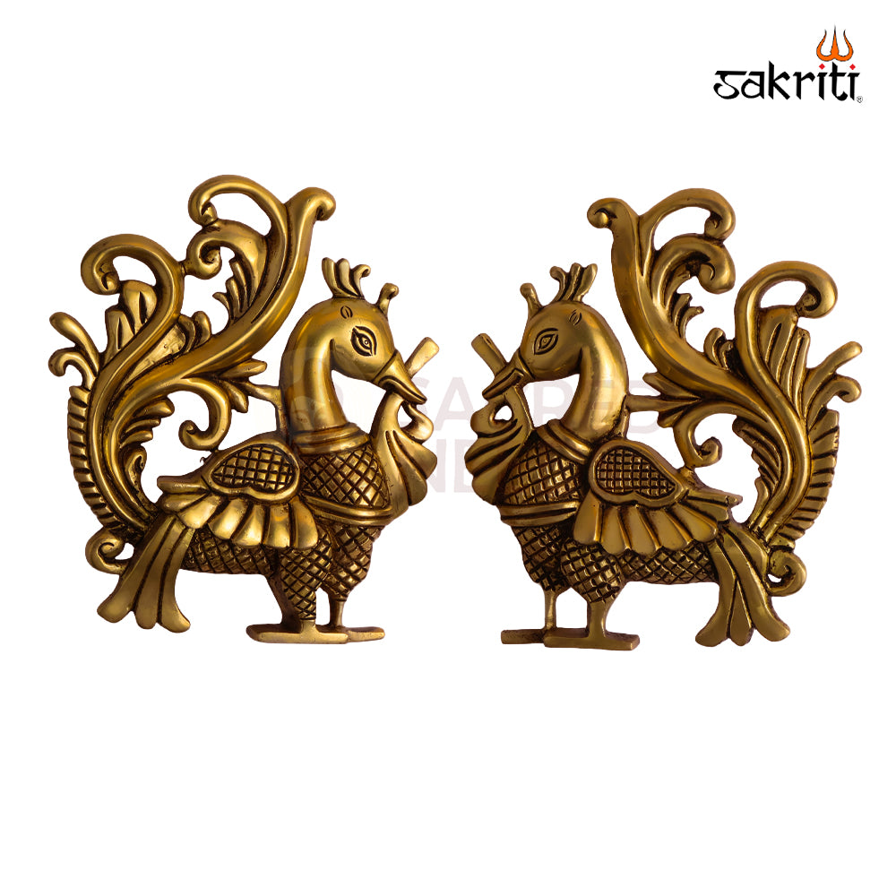 Sacred Needs Brass Annam Wall Mount – 8.8 Inch (22.4 cm) Height | Traditional Brass Swan (Annam) Wall Hanging for Pooja Room & Home Décor