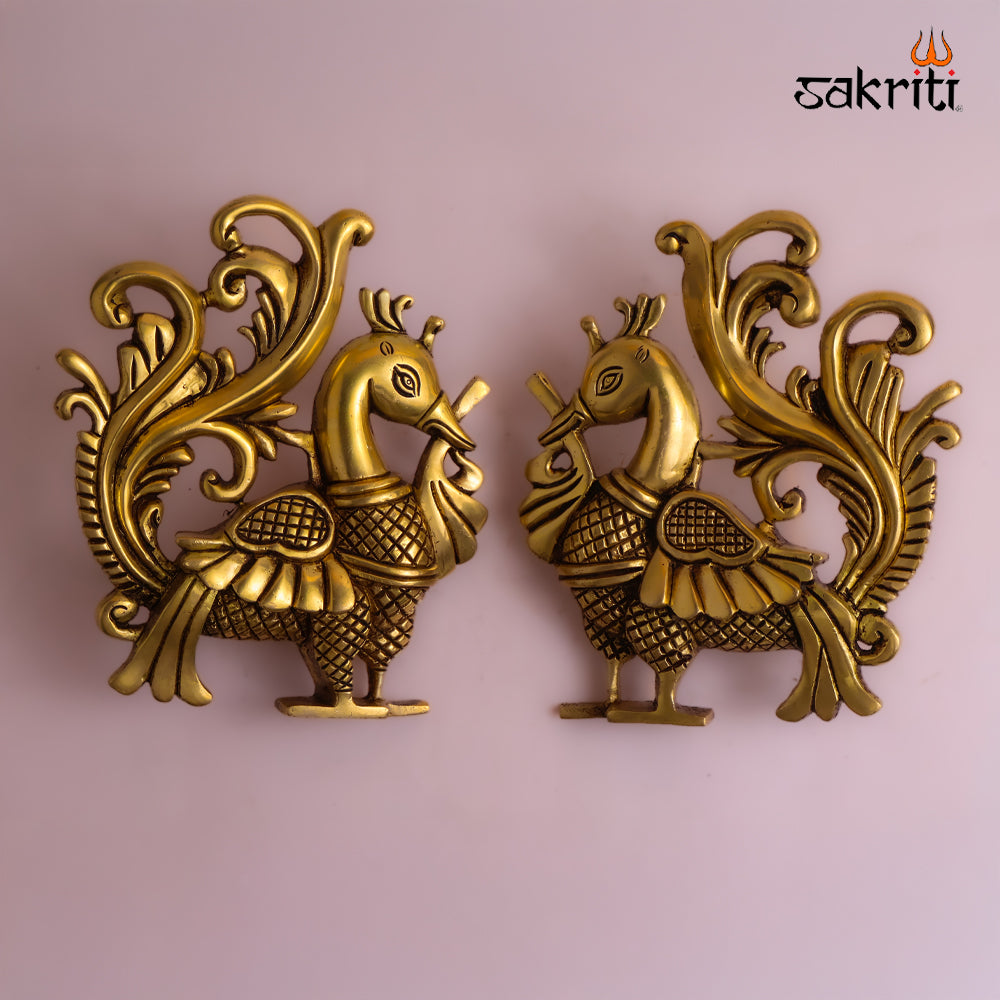Sacred Needs Brass Annam Wall Mount – 8.8 Inch (22.4 cm) Height | Traditional Brass Swan (Annam) Wall Hanging for Pooja Room & Home Décor