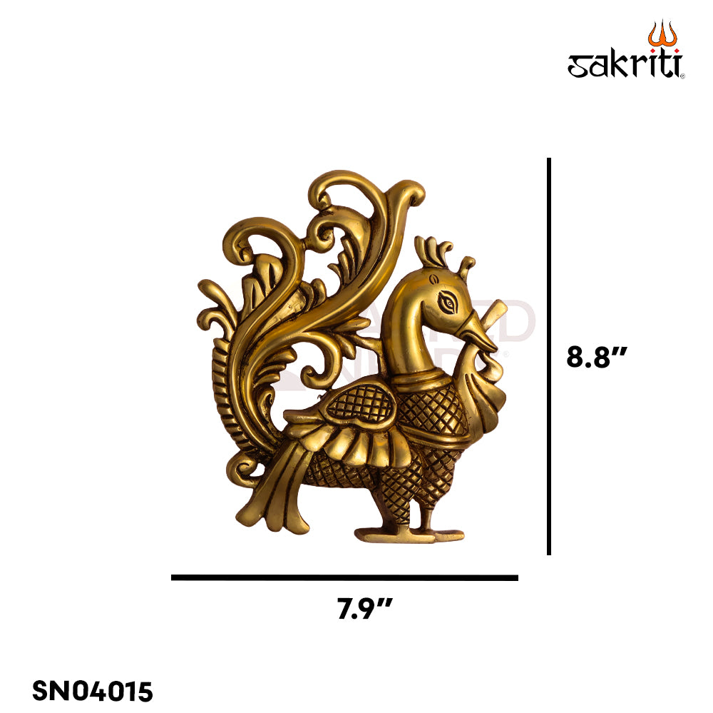 Sacred Needs Brass Annam Wall Mount – 8.8 Inch (22.4 cm) Height | Traditional Brass Swan (Annam) Wall Hanging for Pooja Room & Home Décor