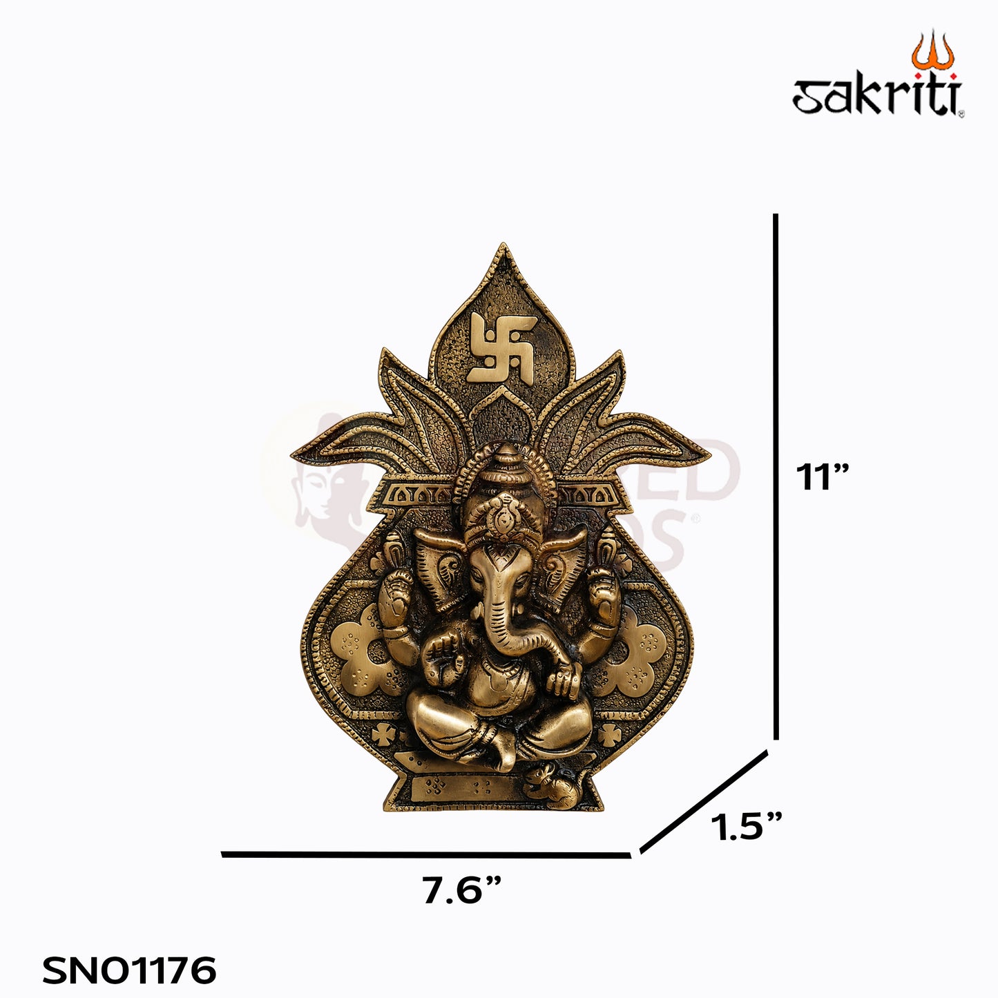 Brass Ganesh with Kalash Wall Mounted – 11 Inch Height | Vastu Wall Hanging for Pooja Room, Temple & Home Decor