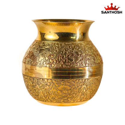 Brass Emboss Kavadi Chambu – 4 Inch Length | Traditional Brass Pot for Pooja, Abhishekam & Temple Rituals