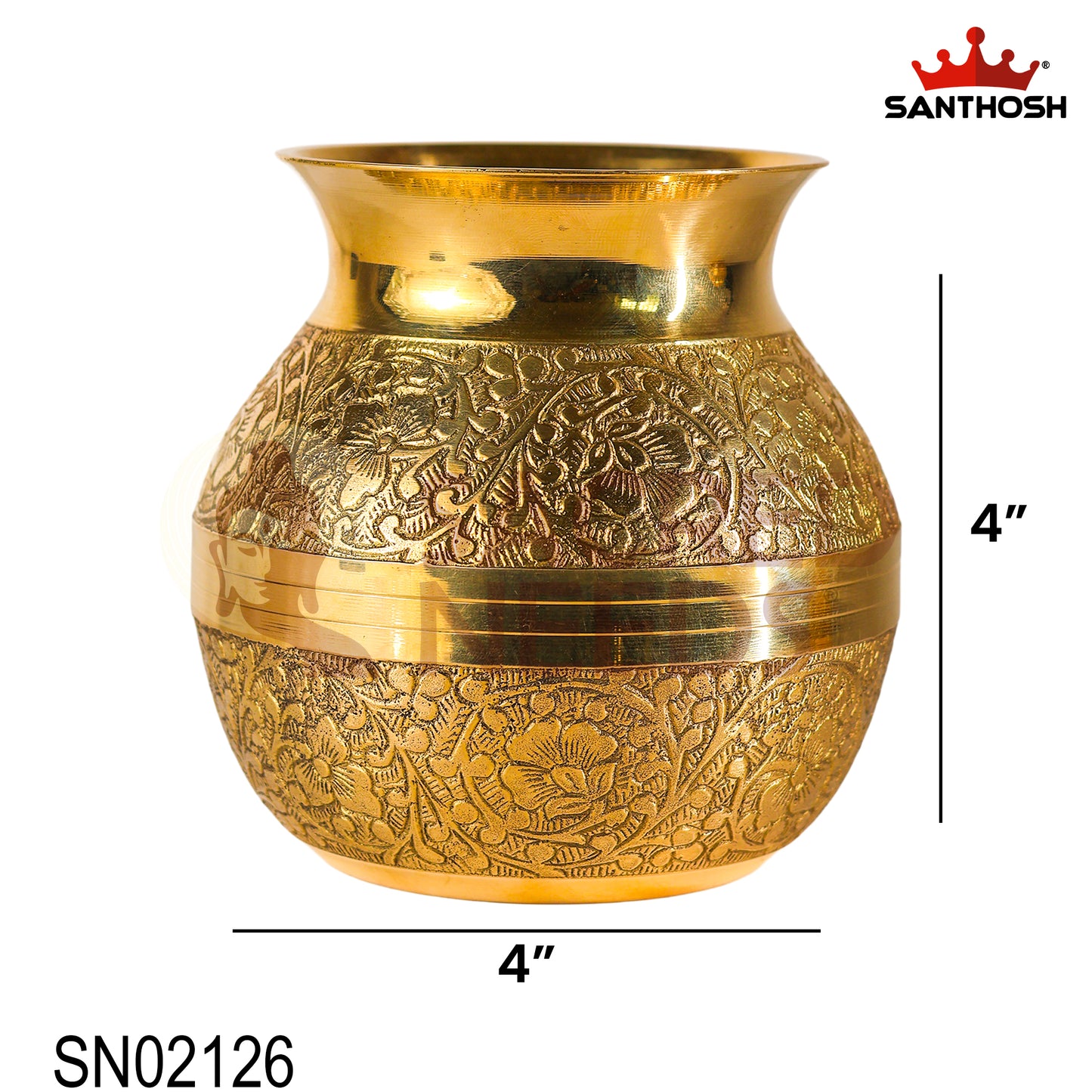 Brass Emboss Kavadi Chambu – 4 Inch Length | Traditional Brass Pot for Pooja, Abhishekam & Temple Rituals