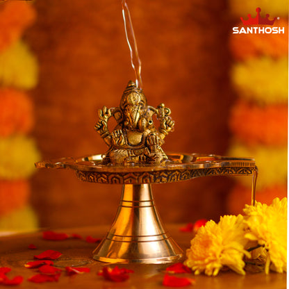 Sacred Needs Brass Abhishek Stand – 3.2 Inch (8.1 cm) Height | Brass Abhishekam Stand for Shivling, Temple Rituals & Pooja Room