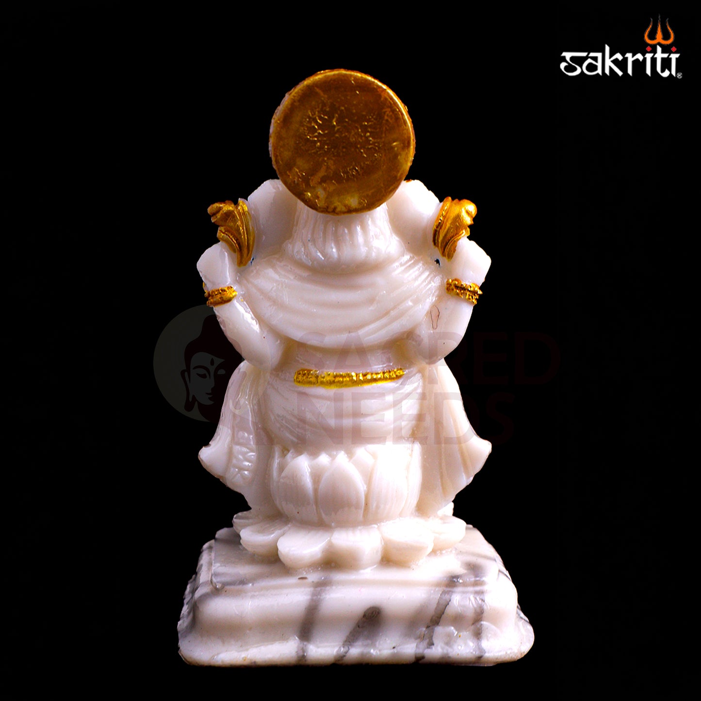 Sacred Needs Marble Dust Ganesha Idol – 3.6 Inch (9.1 cm) Height | Lord Ganesh Statue for Pooja Room, Car Dashboard & Home Décor