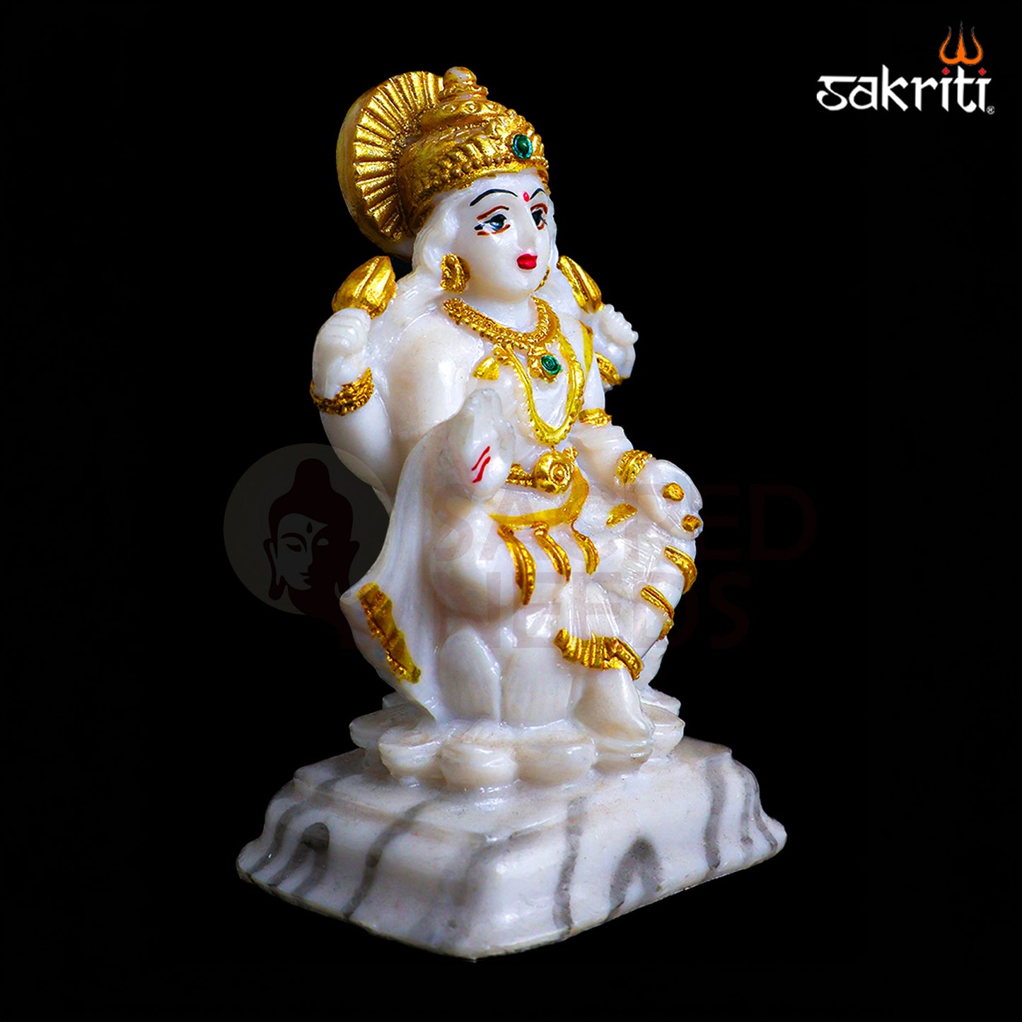 Sacred Needs Marble Dust Lakshmi Idol – 3.6 Inch (9.1 cm) Height | Goddess Lakshmi Statue for Pooja Room, Temple & Home Décor