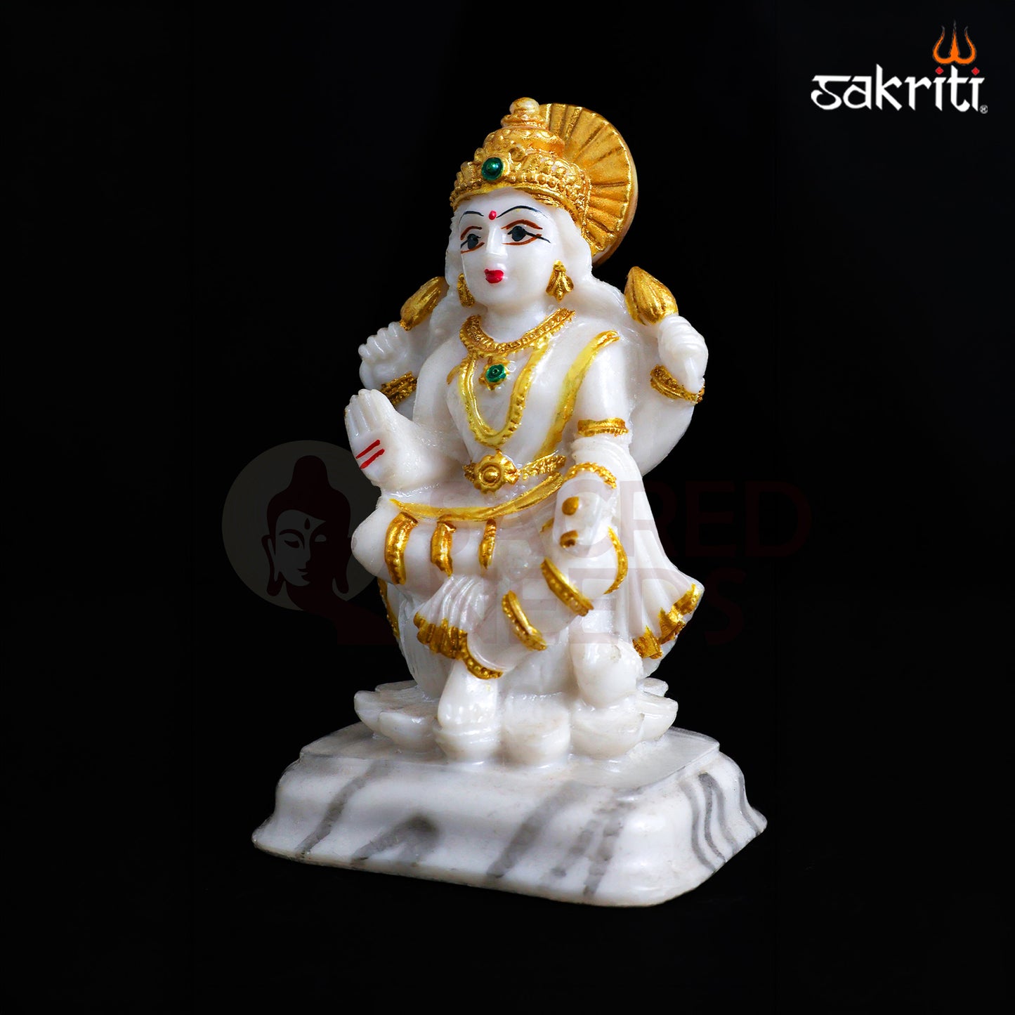Sacred Needs Marble Dust Lakshmi Idol – 3.6 Inch (9.1 cm) Height | Goddess Lakshmi Statue for Pooja Room, Temple & Home Décor