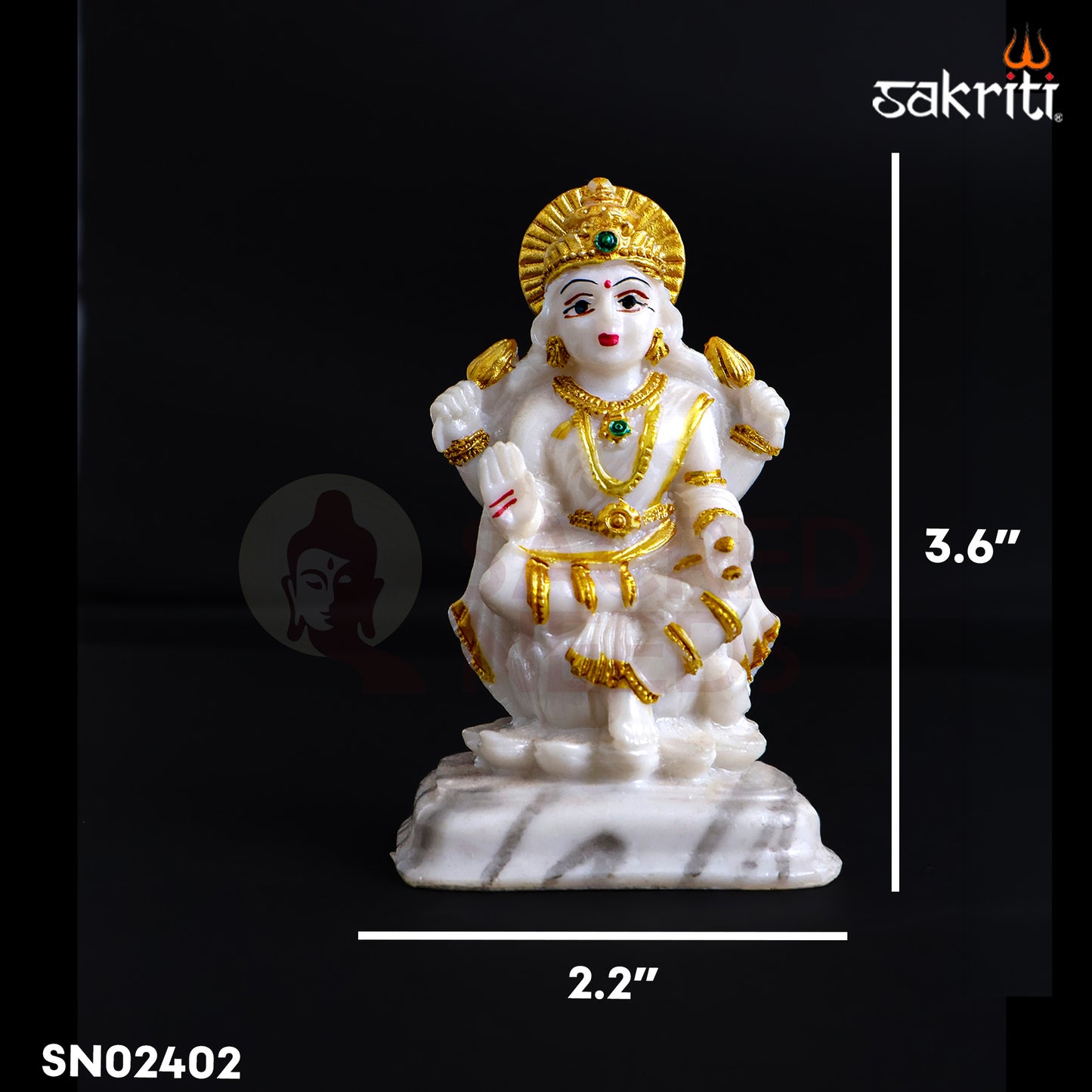 Sacred Needs Marble Dust Lakshmi Idol – 3.6 Inch (9.1 cm) Height | Goddess Lakshmi Statue for Pooja Room, Temple & Home Décor