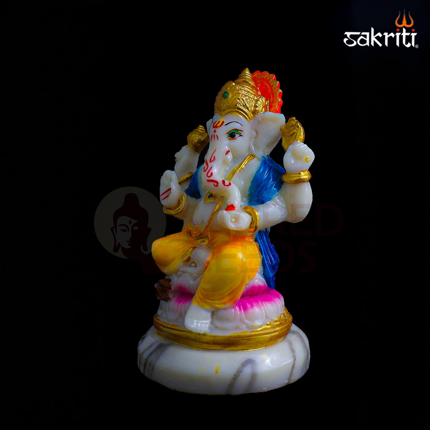 Sacred Needs Marble Dust Ganesha Idol – 5 Inch (12.7 cm) Height | Lord Ganesh Statue for Pooja Room, Temple & Home Décor
