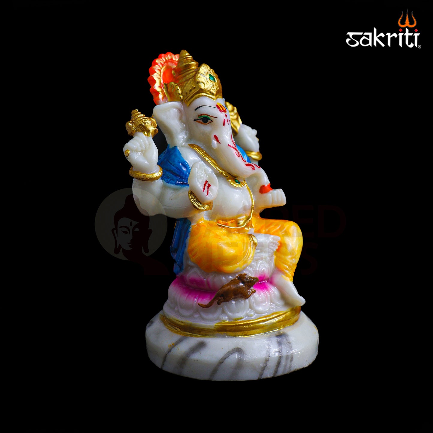 Sacred Needs Marble Dust Ganesha Idol – 5 Inch (12.7 cm) Height | Lord Ganesh Statue for Pooja Room, Temple & Home Décor