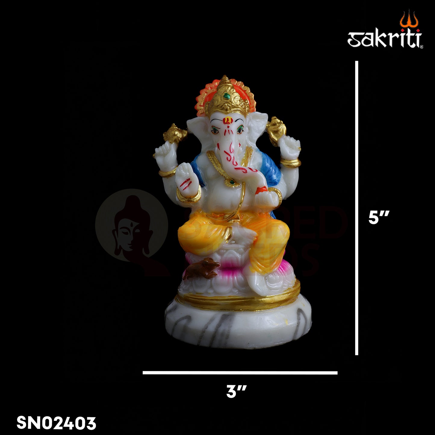 Sacred Needs Marble Dust Ganesha Idol – 5 Inch (12.7 cm) Height | Lord Ganesh Statue for Pooja Room, Temple & Home Décor