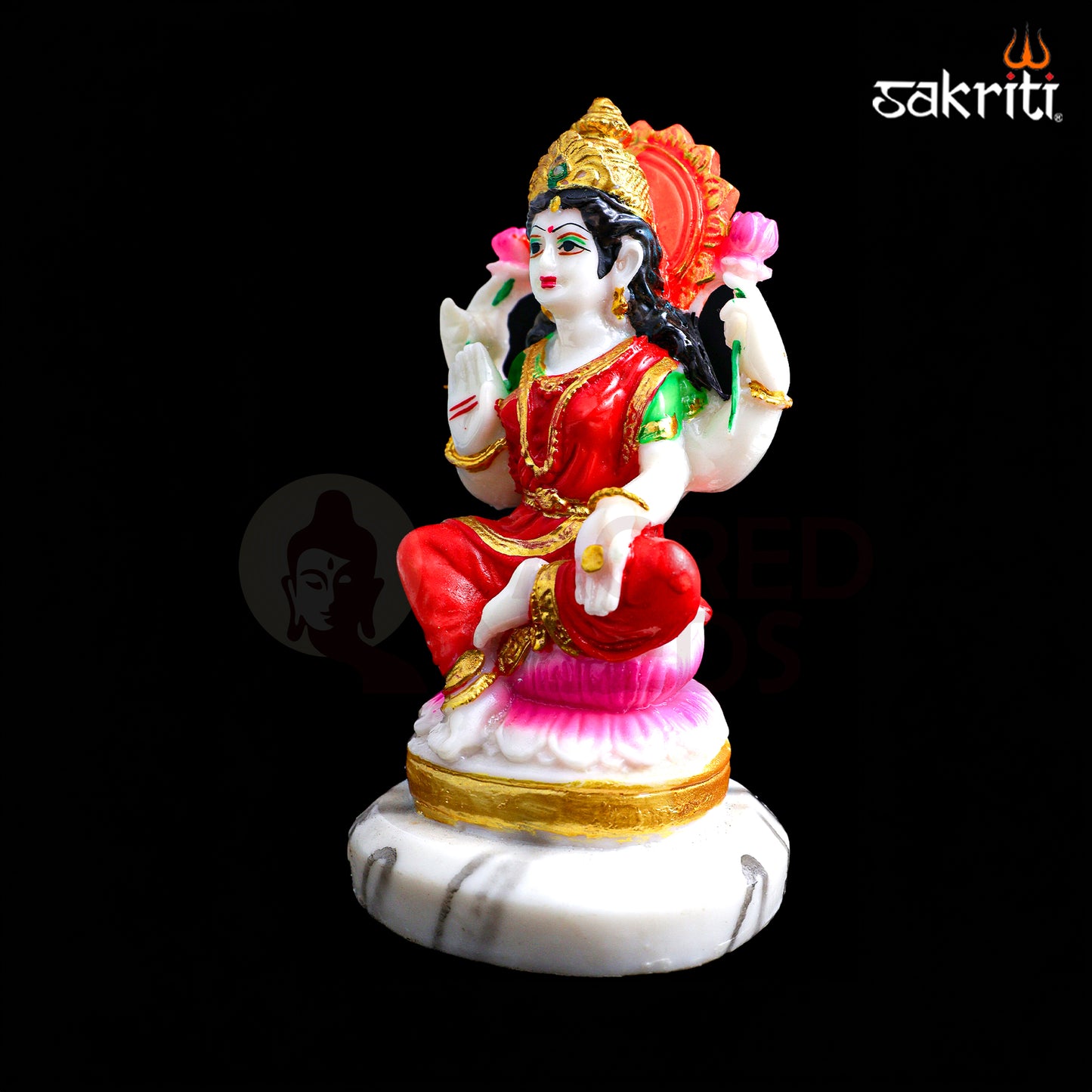 Sacred Needs Marble Dust Lakshmi Idol – 5.1 Inch (13 cm) Height | Goddess Lakshmi Statue for Pooja Room, Temple & Home Décor