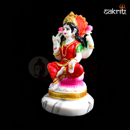 Sacred Needs Marble Dust Lakshmi Idol – 5.1 Inch (13 cm) Height | Goddess Lakshmi Statue for Pooja Room, Temple & Home Décor