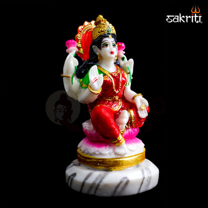 Sacred Needs Marble Dust Lakshmi Idol – 5.1 Inch (13 cm) Height | Goddess Lakshmi Statue for Pooja Room, Temple & Home Décor