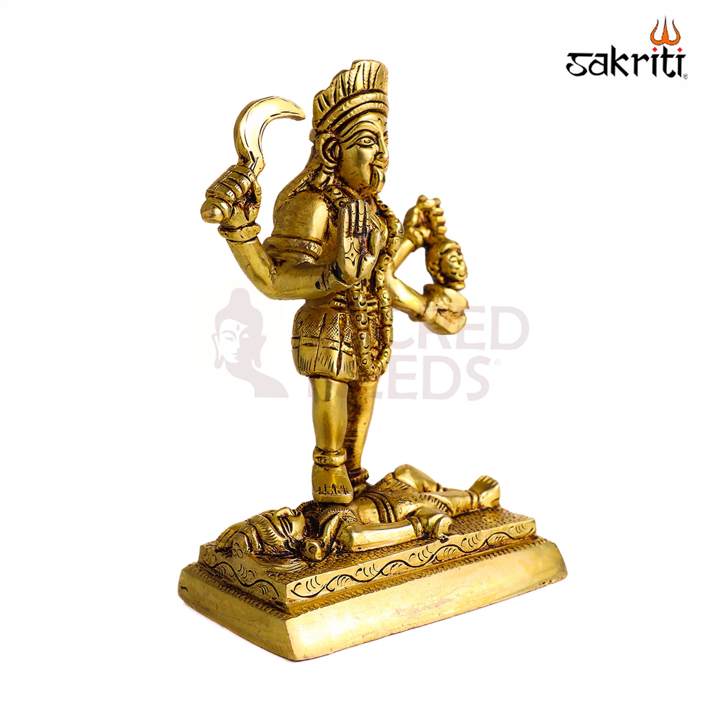 Sacred Needs Brass Kaali Matha Idol – 6.2 Inch (15.7 cm) Height | Goddess Kali Statue for Pooja Room, Temple & Shakti Worship
