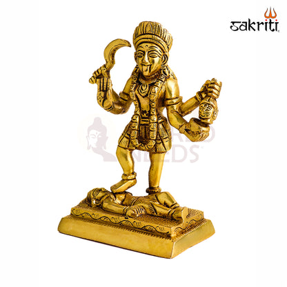 Sacred Needs Brass Kaali Matha Idol – 6.2 Inch (15.7 cm) Height | Goddess Kali Statue for Pooja Room, Temple & Shakti Worship
